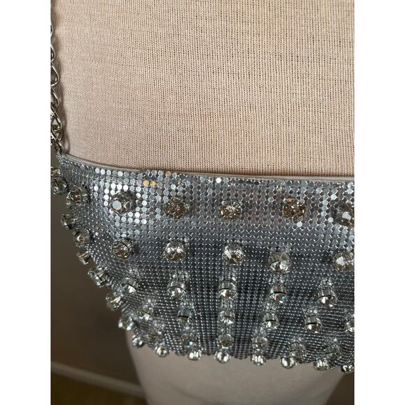 Retrofete Kauren Crystal Embellished Chainmail Crop Top Size Small - Picture 7 of 13